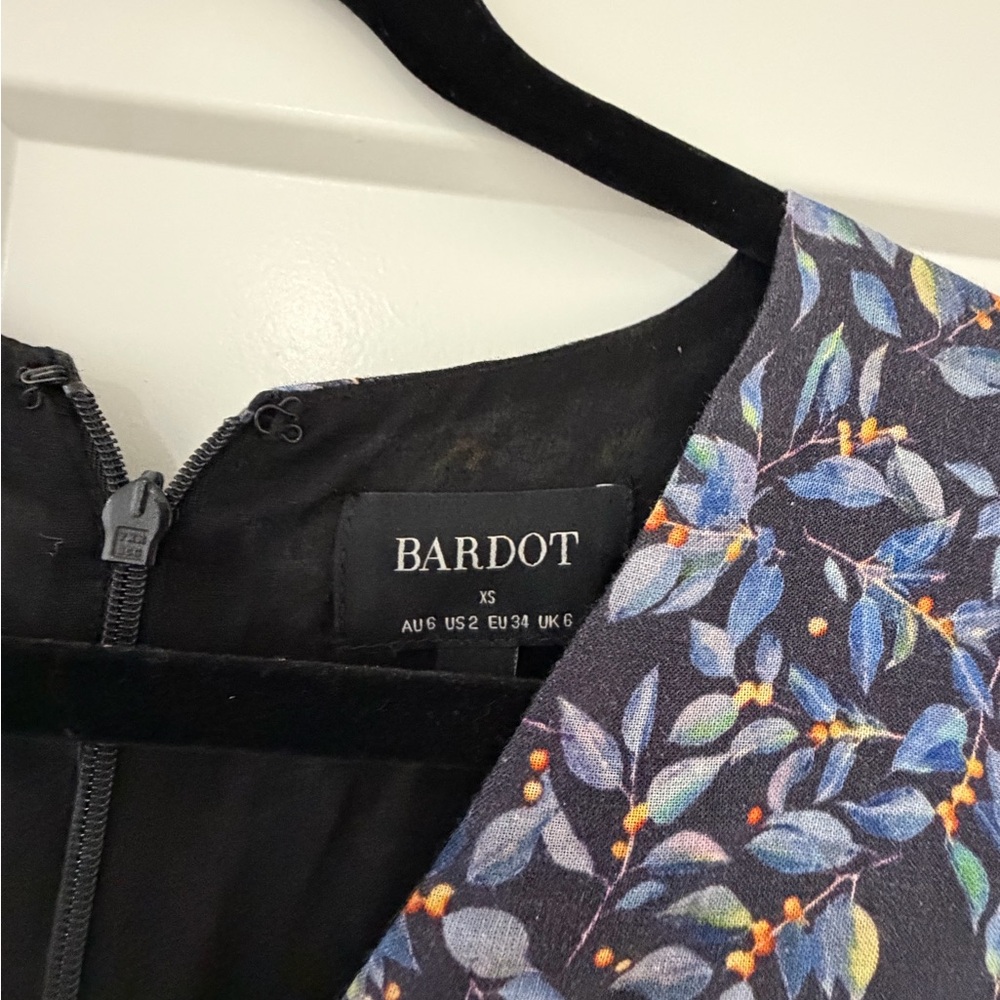 Bardot Black and Blue Floral Mini Dress
